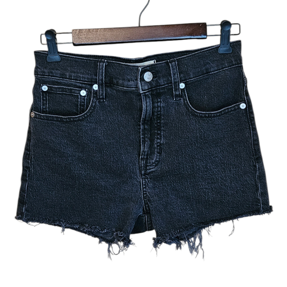 Madewell The Perfect Jean Short 26 Washed Black Cutoff Raw Hem Denim Cut Offs